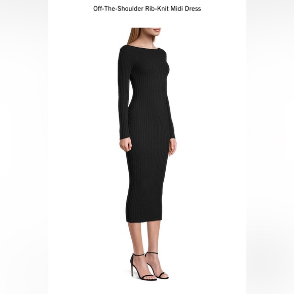 Michael Kors off the shoulder Ribbed Knit sweater dress midi NWT size large L. - Picture 1 of 11